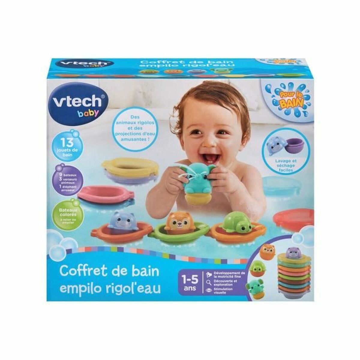 Didaktična igrača Vtech Baby Coffret de Bain empilo rigo l´eu (FR)